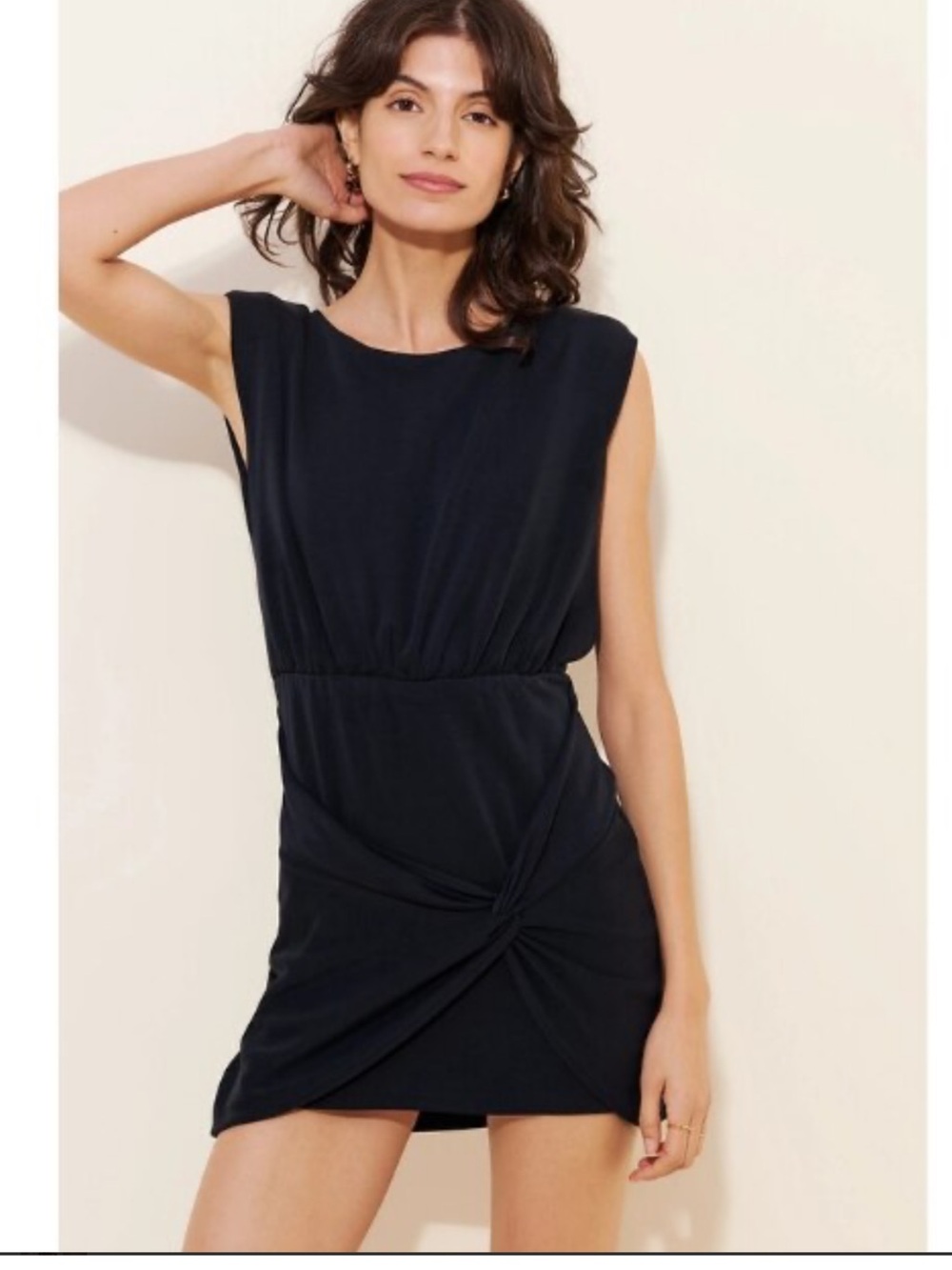 Free People M Navy Blue Knot-Front Sleeveless Mini Dress